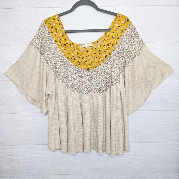 Hummingbird Boho Daisy Blouse Yellow Beige Large - Picture 2 of 7